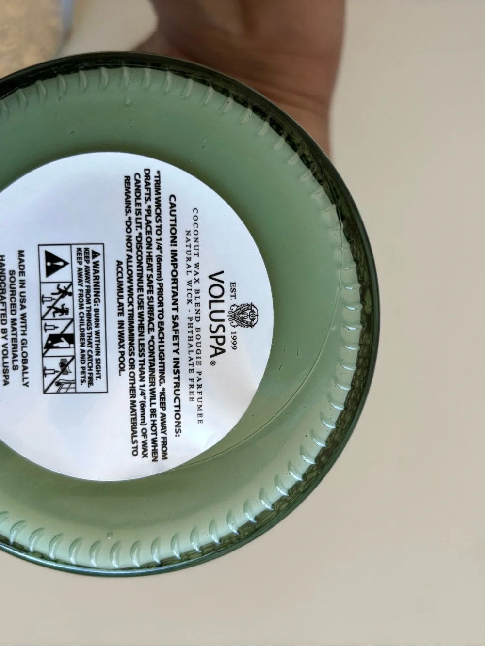 Voluspa Gourmand Pistachio Crème Glass Candle 18Oz. NEW
